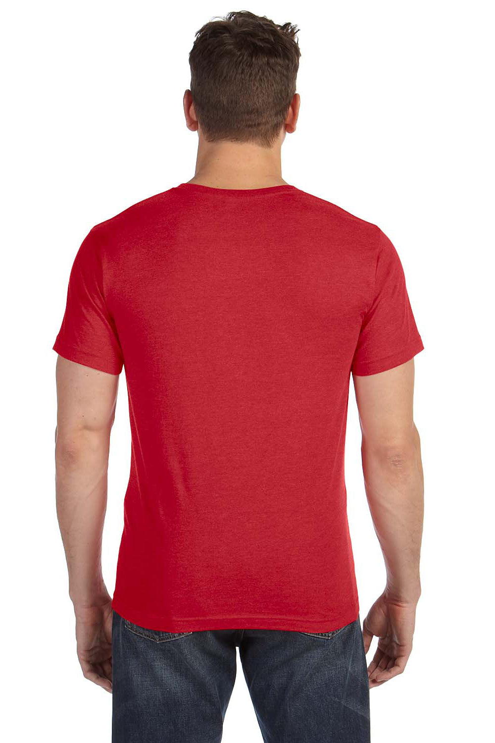 LAT 6905 Mens Fine Jersey Short Sleeve Crewneck T-Shirt Red Back