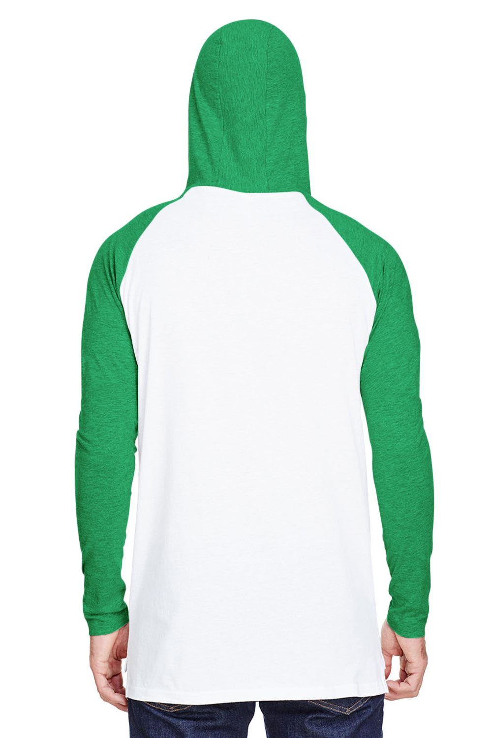 LAT 6917 Mens Fine Jersey Hooded Sweatshirt White/Green Back