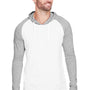 LAT Mens Fine Jersey Hooded Sweatshirt - White/Heather Grey