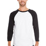 LAT Mens Fine Jersey Baseball 3/4 Sleeve Crewneck T-Shirt - White/Black
