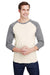 LAT 6930 Mens Fine Jersey Baseball 3/4 Sleeve Crewneck T-Shirt Heather Natural/Granite Grey Front