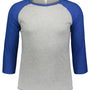 LAT Mens Fine Jersey Baseball 3/4 Sleeve Crewneck T-Shirt - Heather Grey/Vintage Royal Blue