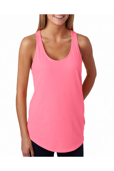 Next Level 6933 Womens French Terry Tank Top Heather Neon Pink Front