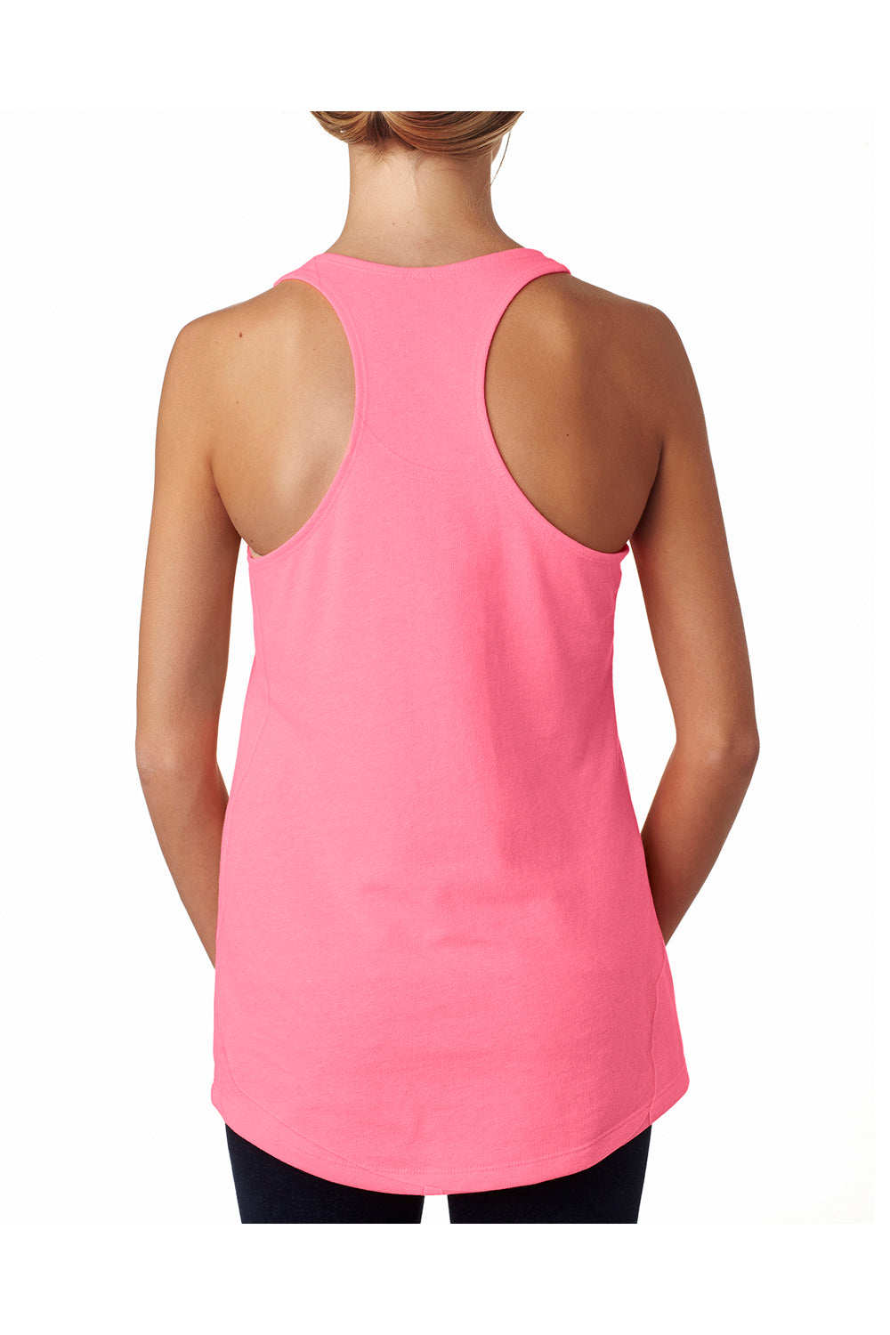 Next Level 6933 Womens French Terry Tank Top Heather Neon Pink Back