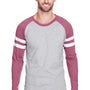 LAT Mens Gameday Mash Up Fine Jersey Long Sleeve Crewneck T-Shirt - Heather Vintage Grey/Red