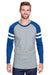 LAT 6934 Mens Gameday Mash Up Fine Jersey Long Sleeve Crewneck T-Shirt Heather Vintage Grey/Royal Blue Front