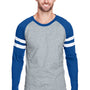 LAT Mens Gameday Mash Up Fine Jersey Long Sleeve Crewneck T-Shirt - Heather Vintage Grey/Royal Blue