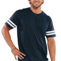 LAT Mens Fine Jersey Short Sleeve Crewneck T-Shirt - Vintage Navy Blue/White
