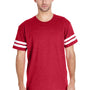 LAT Mens Fine Jersey Short Sleeve Crewneck T-Shirt - Vintage Red/White