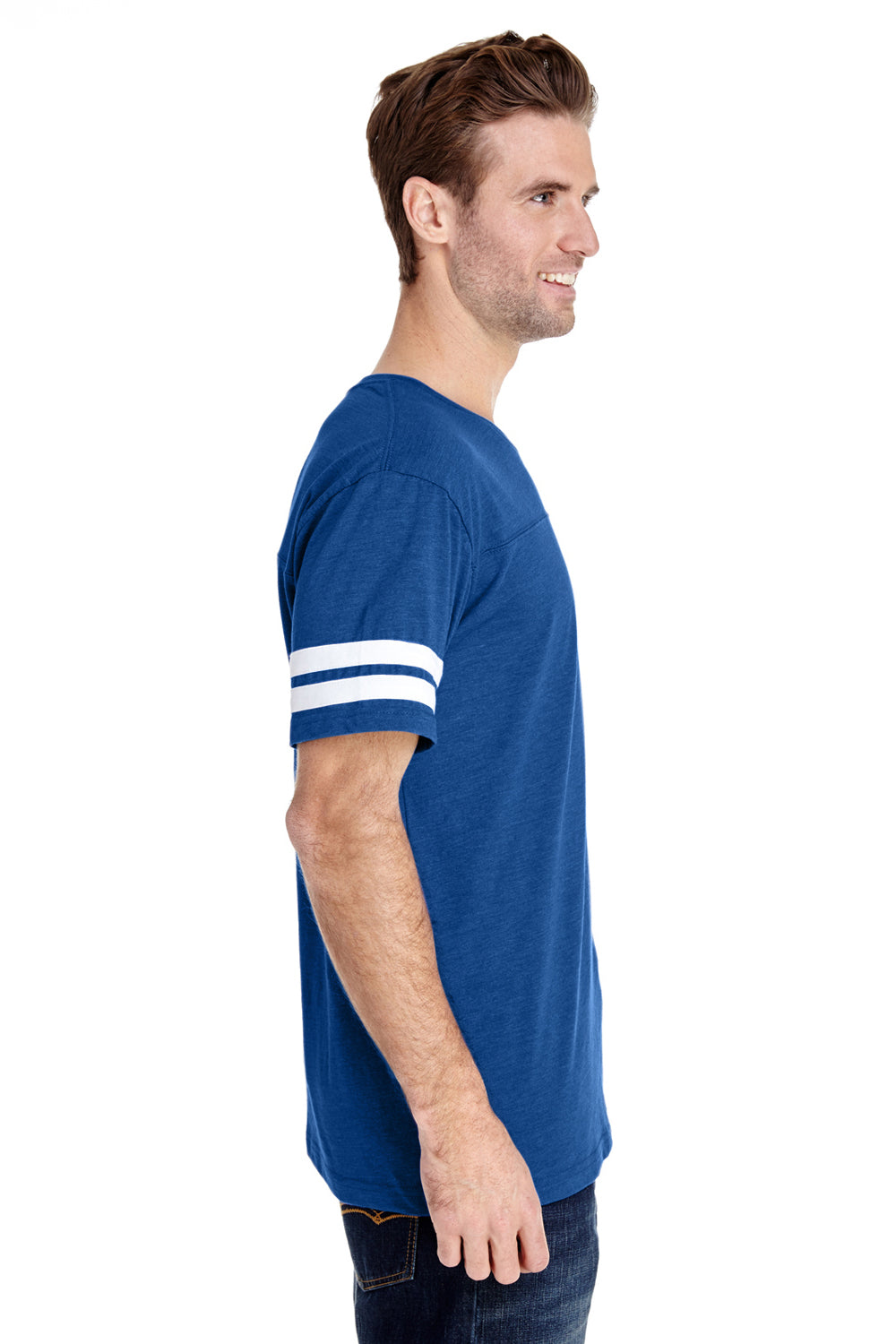 LAT 6937 Mens Fine Jersey Short Sleeve Crewneck T-Shirt Royal Blue Side