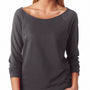 Next Level Womens French Terry 3/4 Sleeve Wide Neck T-Shirt - Dark Grey - Closeout
