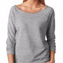 Next Level Womens French Terry 3/4 Sleeve Wide Neck T-Shirt - Heather Grey - Closeout