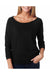 Next Level 6951 Womens French Terry 3/4 Sleeve Wide Neck T-Shirt Black Front
