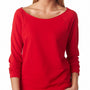 Next Level Womens French Terry 3/4 Sleeve Wide Neck T-Shirt - Red - Closeout