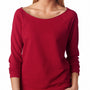 Next Level Womens French Terry 3/4 Sleeve Wide Neck T-Shirt - Cardinal Red - Closeout