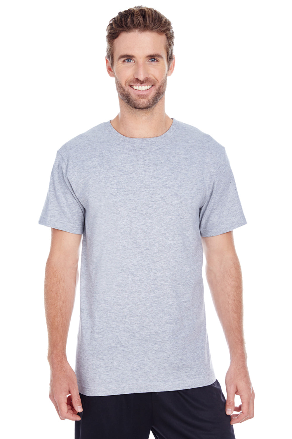 LAT 6980 Mens Premium Jersey Short Sleeve Crewneck T-Shirt Heather Grey Front