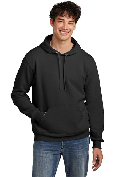 Jerzees 700M Mens Eco Premium Hooded Sweatshirt Hoodie Heather Ink Black Front