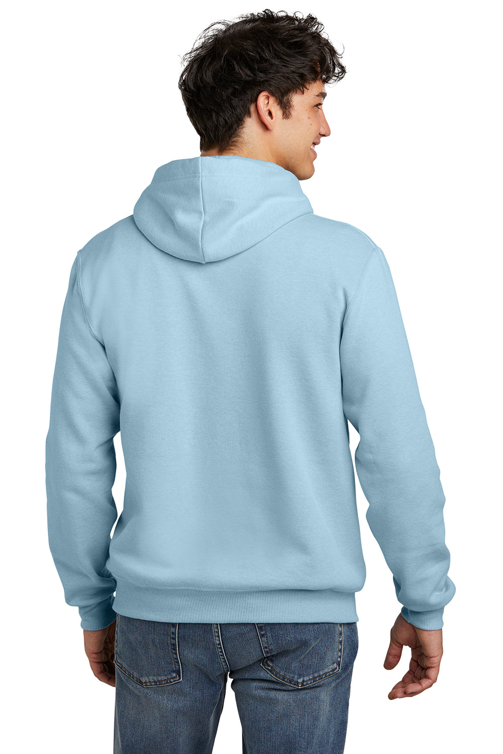 Jerzees 700M Mens Eco Premium Hooded Sweatshirt Hoodie Heather Cloud Blue Back