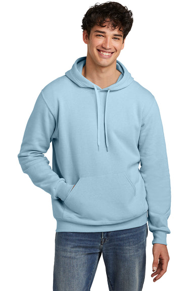 Jerzees 700M Mens Eco Premium Hooded Sweatshirt Hoodie Heather Cloud Blue Front