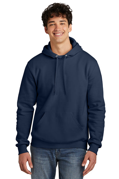 Jerzees 700M Mens Eco Premium Hooded Sweatshirt Hoodie Navy Blue Front