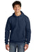 Jerzees 700M Mens Eco Premium Hooded Sweatshirt Hoodie Navy Blue Front
