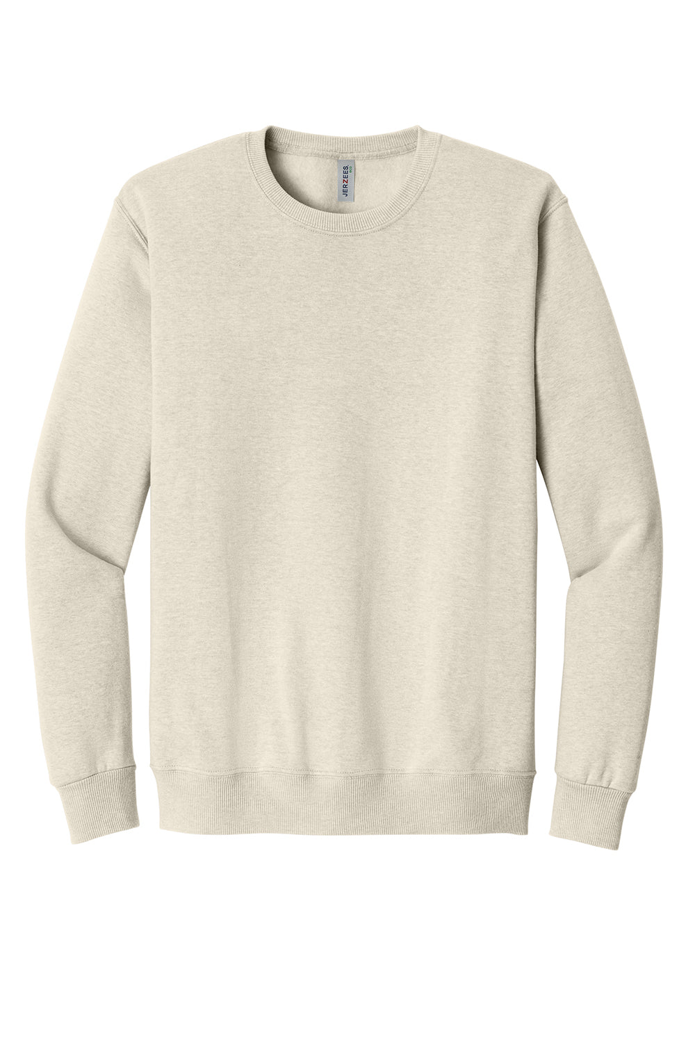 Jerzees 701M Mens Eco Premium Crewneck Sweatshirt Heather Sweet Cream Flat Front