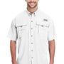 Columbia Mens Bahama II Moisture Wicking Short Sleeve Button Down Shirt w/ Double Pockets - White