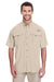 Columbia 7047 Mens Bahama II Moisture Wicking Short Sleeve Button Down Shirt w/ Double Pockets Fossil Brown Front