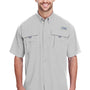 Columbia Mens Bahama II Moisture Wicking Short Sleeve Button Down Shirt w/ Double Pockets - Cool Grey