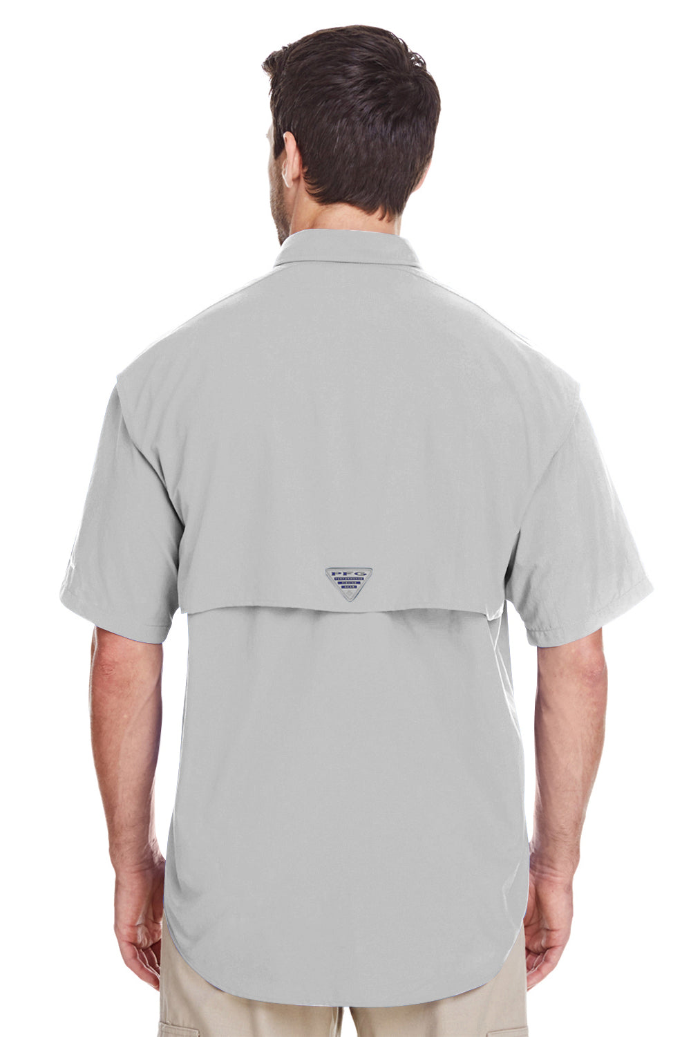 Columbia 7047 Bahama II Moisture Wicking Short Sleeve Button Down Shirt w/ Double Pockets Cool Grey Back