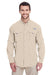 Columbia 7048 Mens Bahama II Moisture Wicking Long Sleeve Button Down Shirt w/ Double Pockets Fossil Brown Front