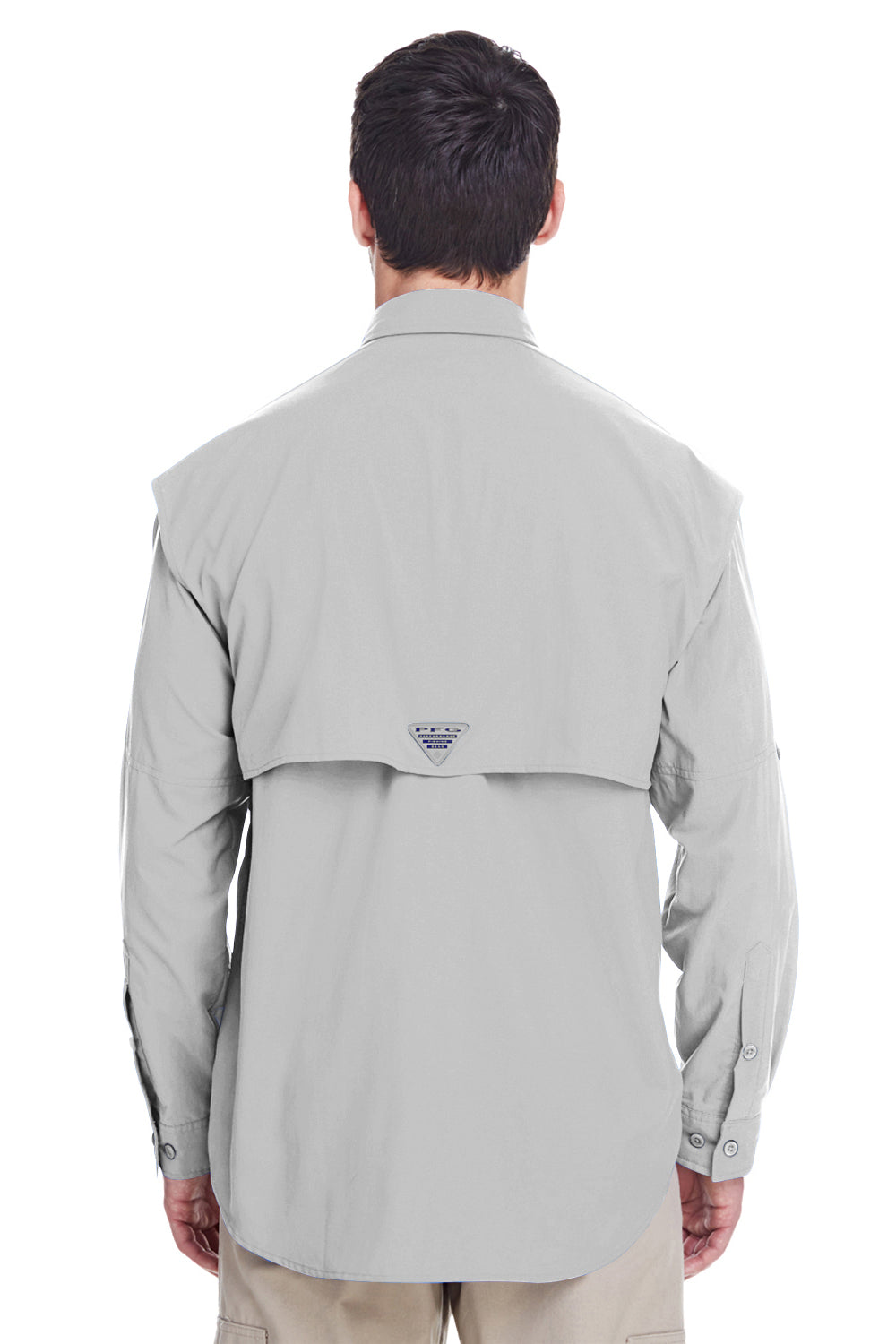 Columbia 7048 Bahama II Moisture Wicking Long Sleeve Button Down Shirt w/ Double Pockets Cool Grey Back