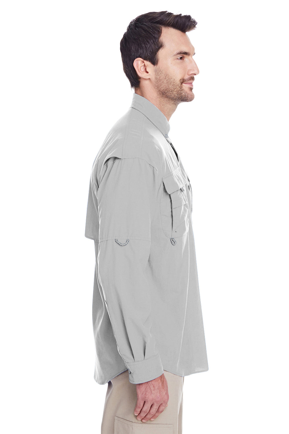 Columbia 7048 Bahama II Moisture Wicking Long Sleeve Button Down Shirt w/ Double Pockets Cool Grey Side