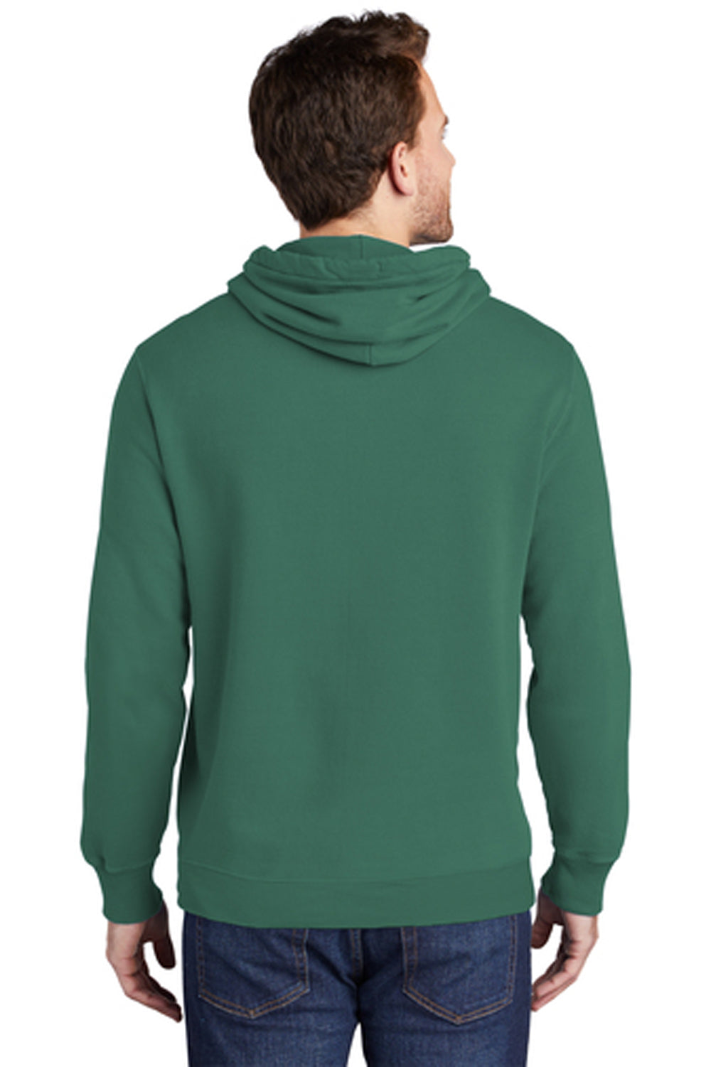 Port & Company Mens Beach Wash Fleece Hooded Sweatshirt Hoodie Nordic Green Back