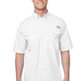 Columbia Mens Bonehead Short Sleeve Button Down Shirt w/ Double Pockets - White