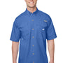 Columbia Mens Bonehead Short Sleeve Button Down Shirt w/ Double Pockets - Vivid Blue