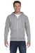 Anvil 71600 Mens Fleece Full Zip Hooded Sweatshirt Hoodie Heather Grey Front