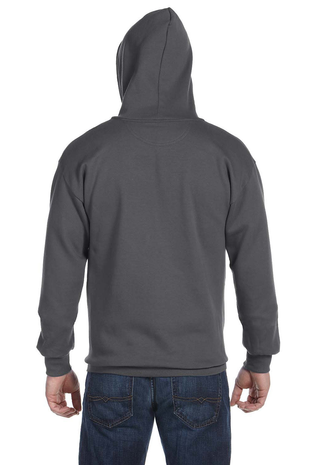 Anvil 71600 Mens Fleece Full Zip Hooded Sweatshirt Hoodie Charcoal Grey Back