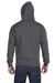 Anvil 71600 Mens Fleece Full Zip Hooded Sweatshirt Hoodie Charcoal Grey Back