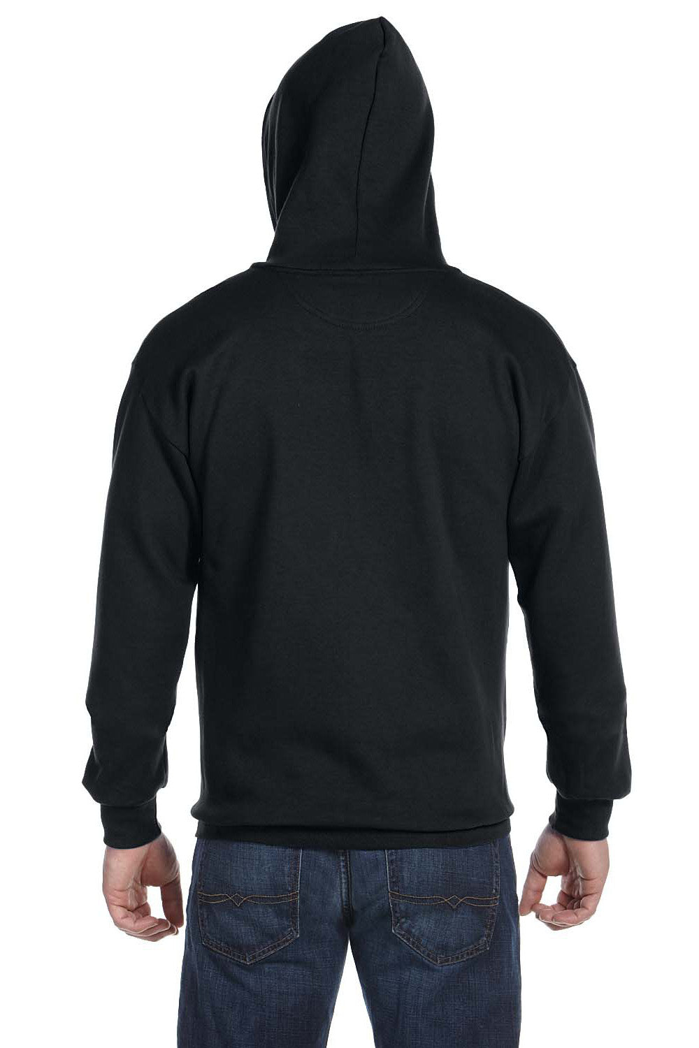 Anvil 71600 Mens Fleece Full Zip Hooded Sweatshirt Hoodie Black Back