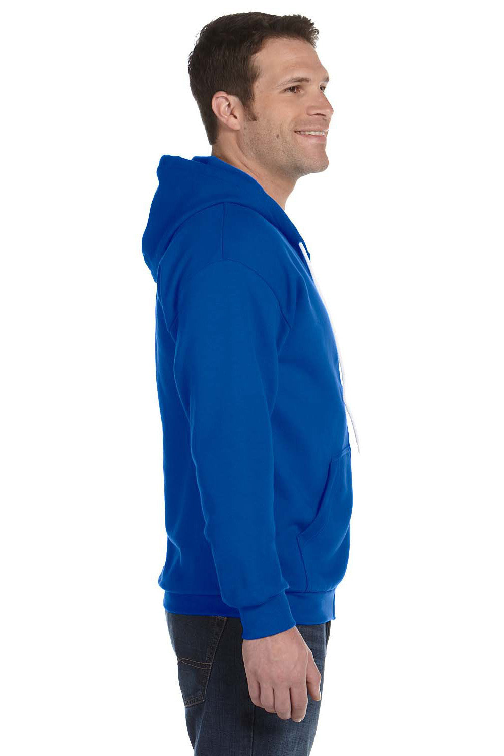 Anvil 71600 Mens Fleece Full Zip Hooded Sweatshirt Hoodie Royal Blue Side