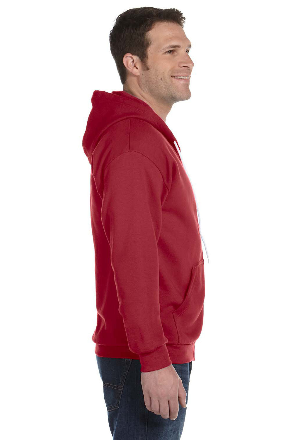 Anvil 71600 Mens Fleece Full Zip Hooded Sweatshirt Hoodie Independence Red Side