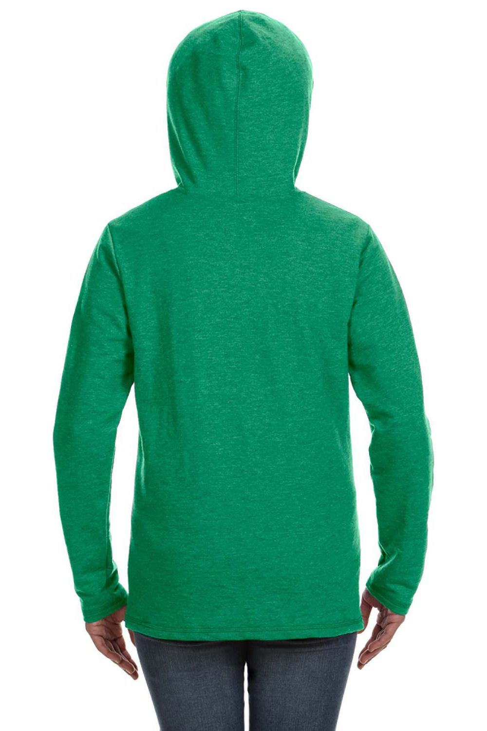 Anvil 72500L Womens French Terry Hooded Sweatshirt Hoodie Heather Green Back