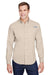 Columbia 7253 Mens Tamiami II Moisture Wicking Long Sleeve Button Down Shirt w/ Double Pockets Fossil Brown Front