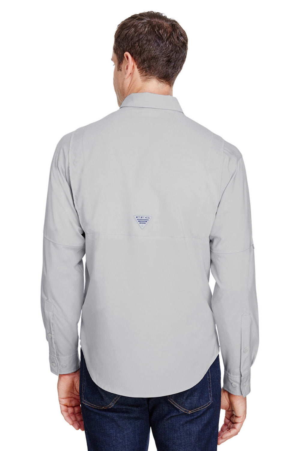 Columbia 7253 Tamiami II Moisture Wicking Long Sleeve Button Down Shirt w/ Double Pockets Cool Grey Back
