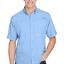 Columbia Mens Tamiami II Moisture Wicking Short Sleeve Button Down Shirt w/ Double Pockets - Sail Blue