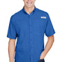 Columbia Mens Tamiami II Moisture Wicking Short Sleeve Button Down Shirt w/ Double Pockets - Vivid Blue