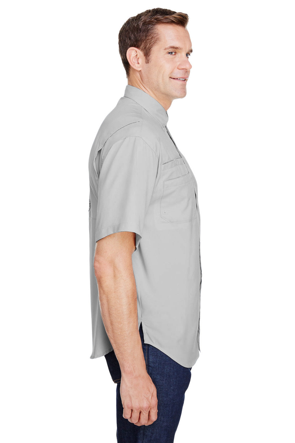 Columbia 7266 Tamiami II Moisture Wicking Short Sleeve Button Down Shirt w/ Double Pockets Cool Grey Side