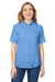 Columbia 7277 Womens Tamiami II Moisture Wicking Short Sleeve Button Down Shirt w/ Double Pockets White Cap Blue Front
