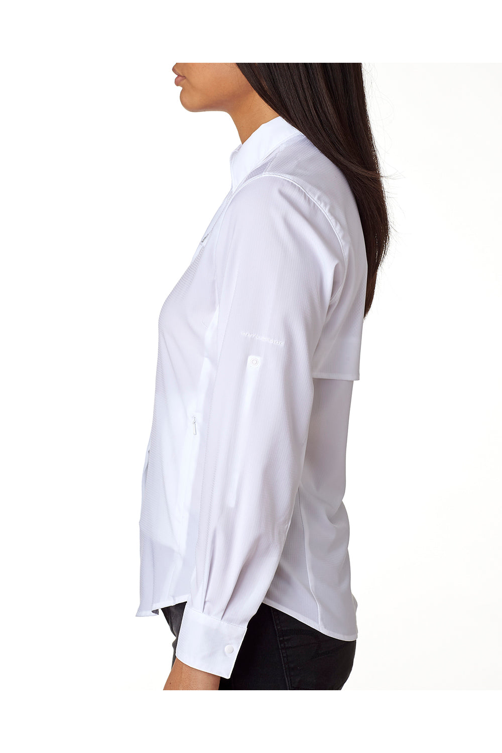 Columbia 7278 Womens Tamiami II Moisture Wicking Long Sleeve Button Down Shirt w/ Double Pockets White Side
